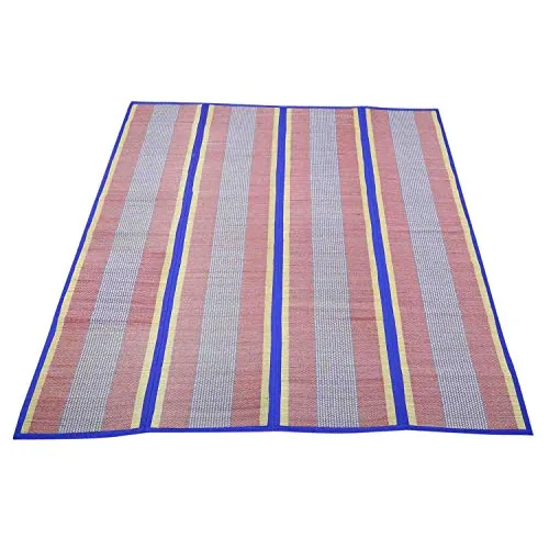 MONTISA® Chatai Mat, Madur Mat, Madurkathi Mat/Korai Mat/Rivergrass Mat/Seagrass Mat Portable Eco-Friendly 4 Fold Handmade Organic Mat 6ft X 6.8ft, (T3-45)