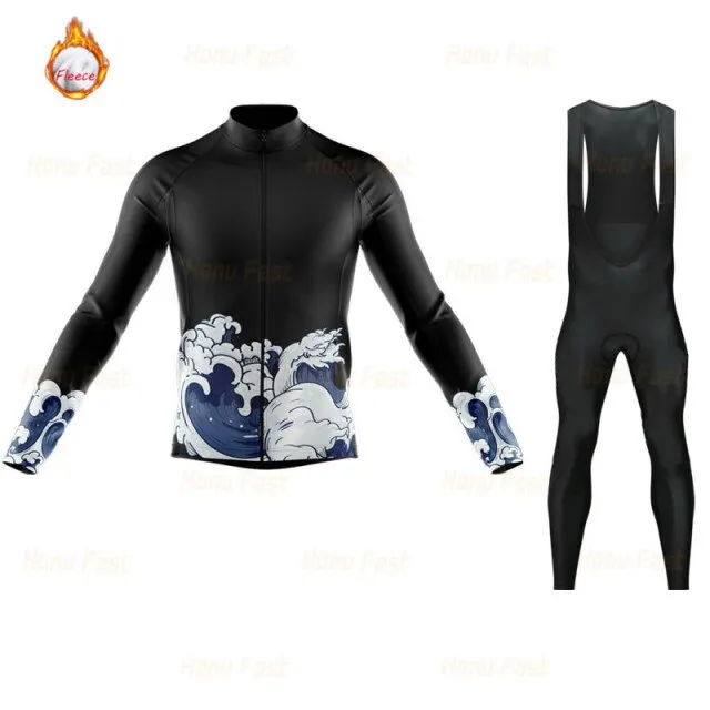 Strava 2020 New ProTeam Winter Thermal Fleece Mens Long Sleeve Cycling Jersey Set MTB Maillot Ropa Ciclismo Cycling Clothing